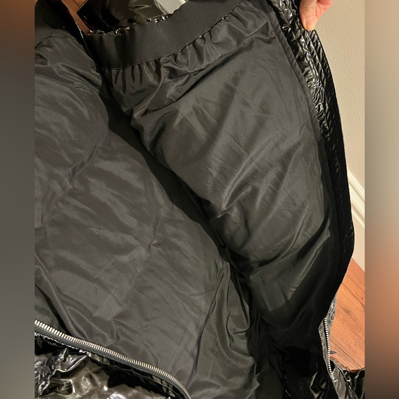 AOC Patent Black Coat Jacket Sexy Winter Ready size small EUC $$$ - Picture 4 of 11
